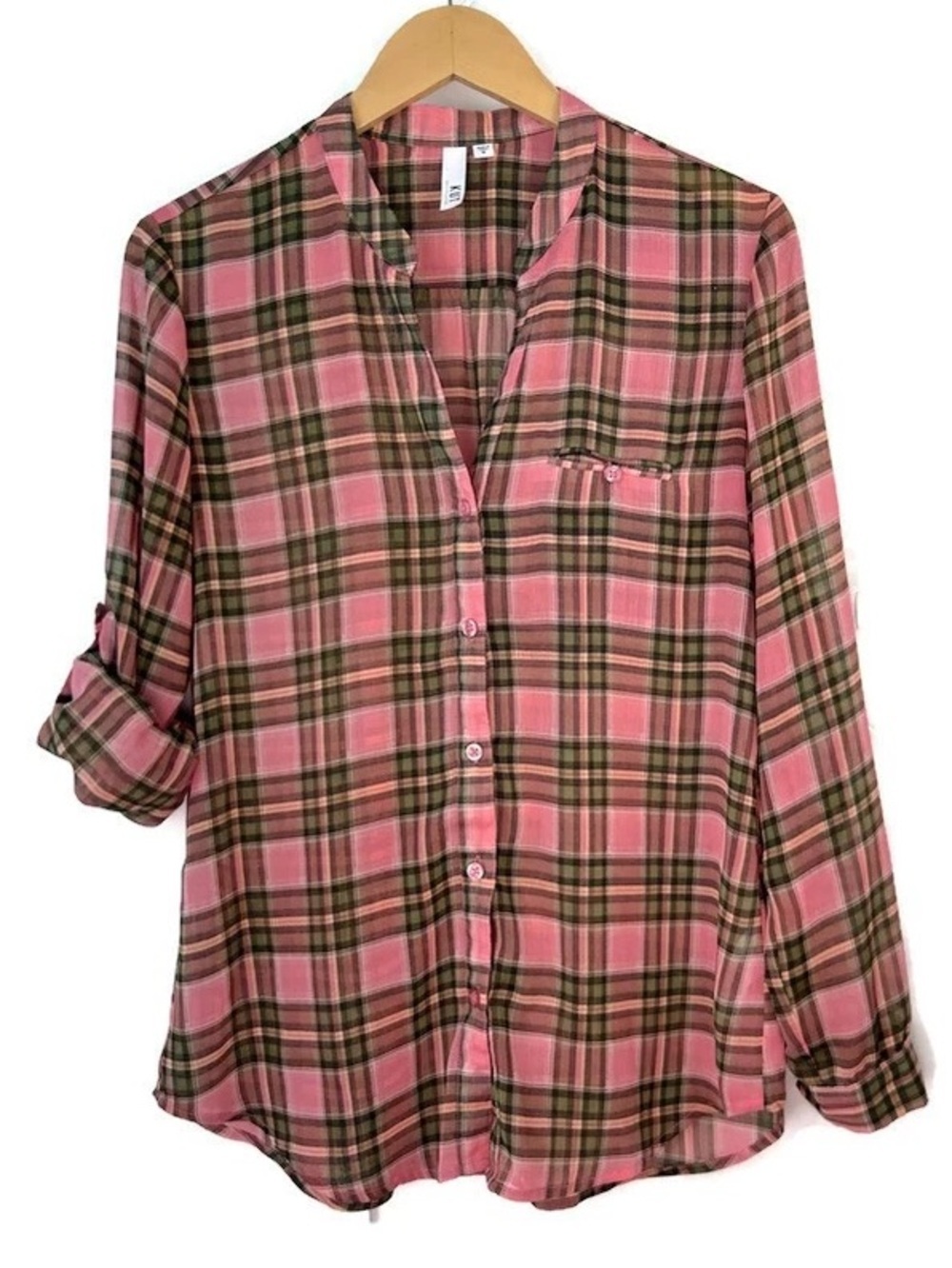 Kut from the Kloth Women's Pink Black Plaid Tunic Medium